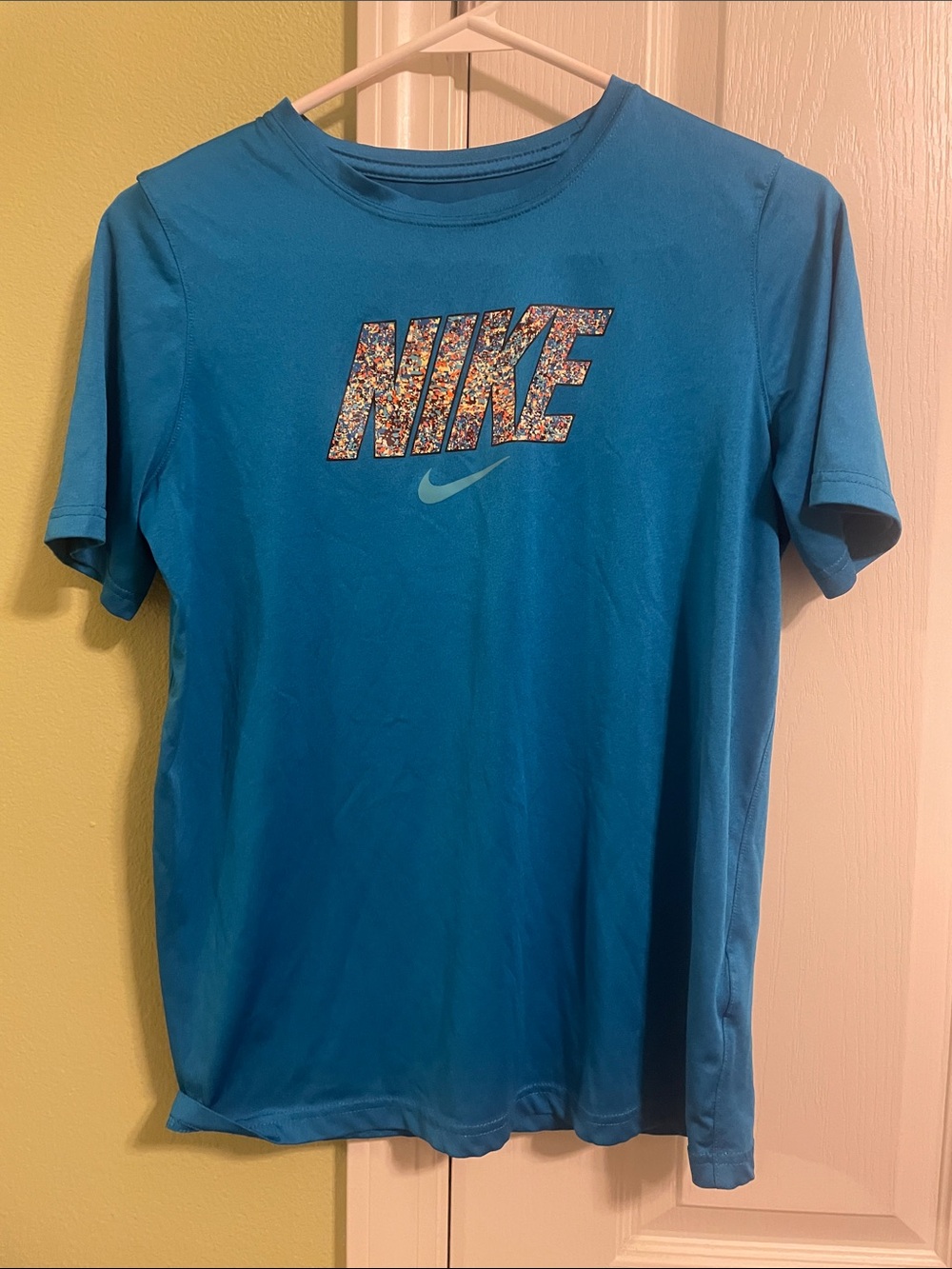 Nike Turquoise Short-Sleeve Tee with Multicolor Logo